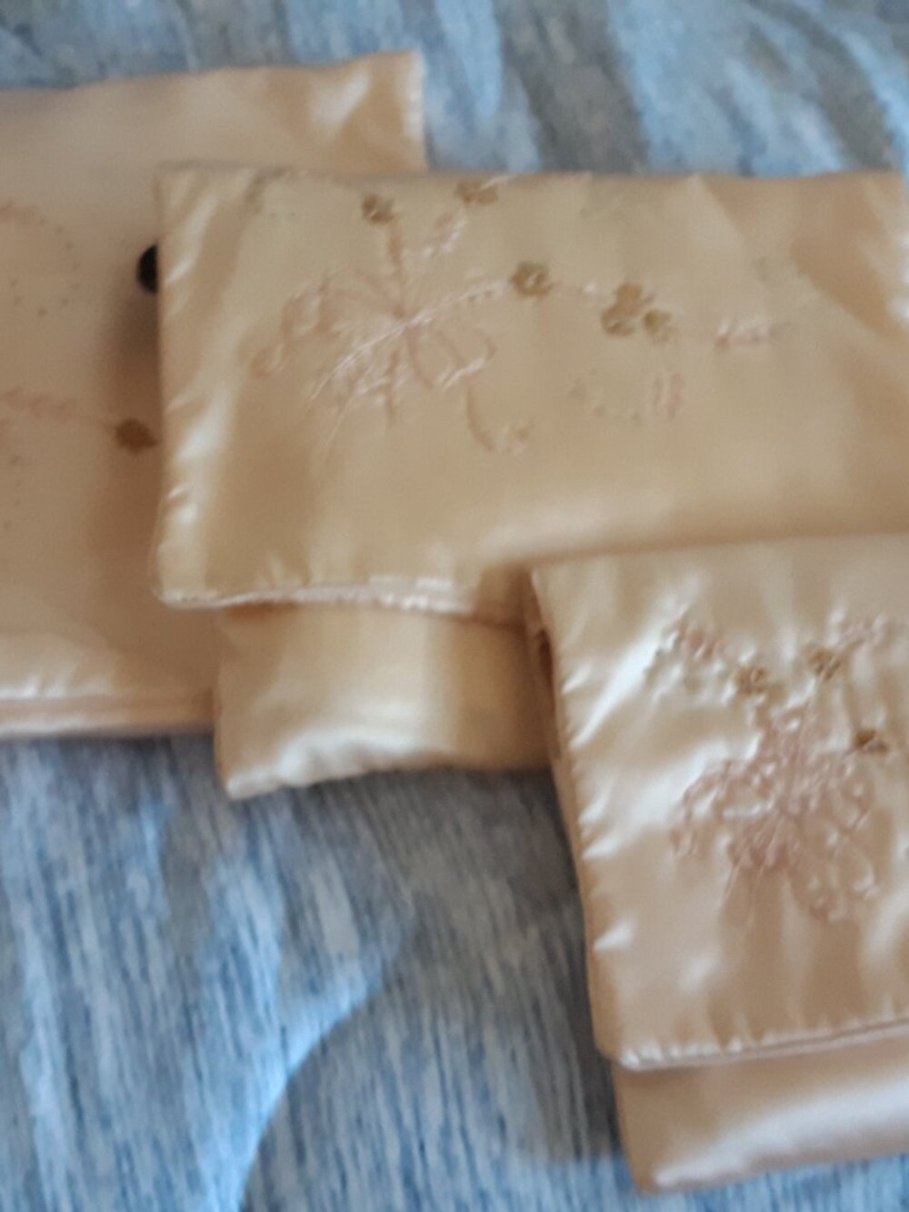 VINTAGE 3 SATIN POUCHES FOR  LINGERIE OR TO PACK DELICATES